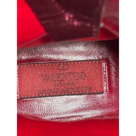 Valentino Garavani Pebbled Calfskin Rockstud Boots in Burgundy - Sz 40.5 (10.5) - Picture 6 of 10